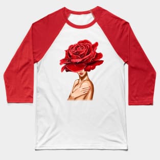 Girl with beautiful flowers instead of a head. Baseball T-Shirt